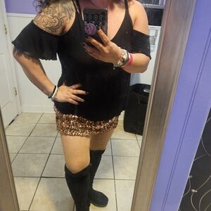 Gold Sequin Mini Skirt XL